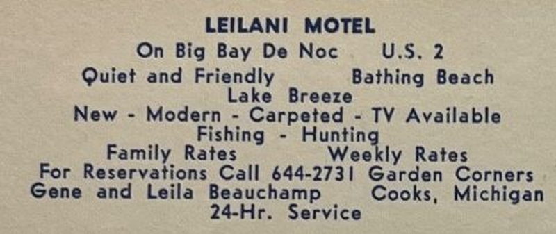 Big Bay Get-Away (Leilani Motel) - Postcard (newer photo)